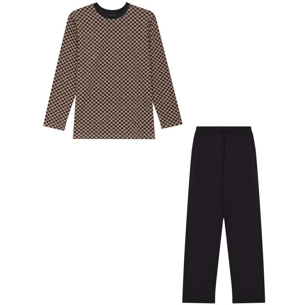 26W262M - Checkerboard Print Loungewear Set