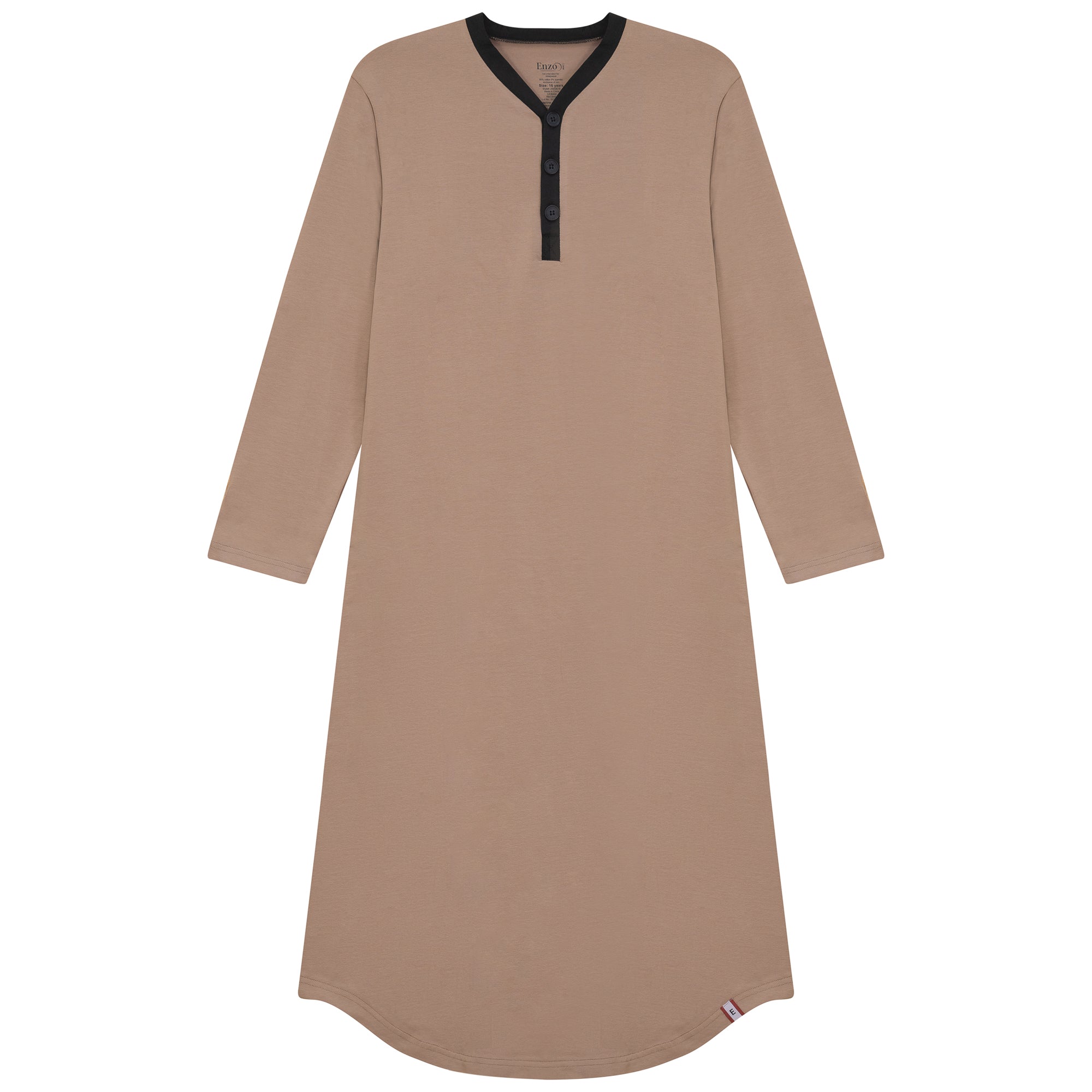 25W261M - Contrast Placket Lounge Shirt Dress