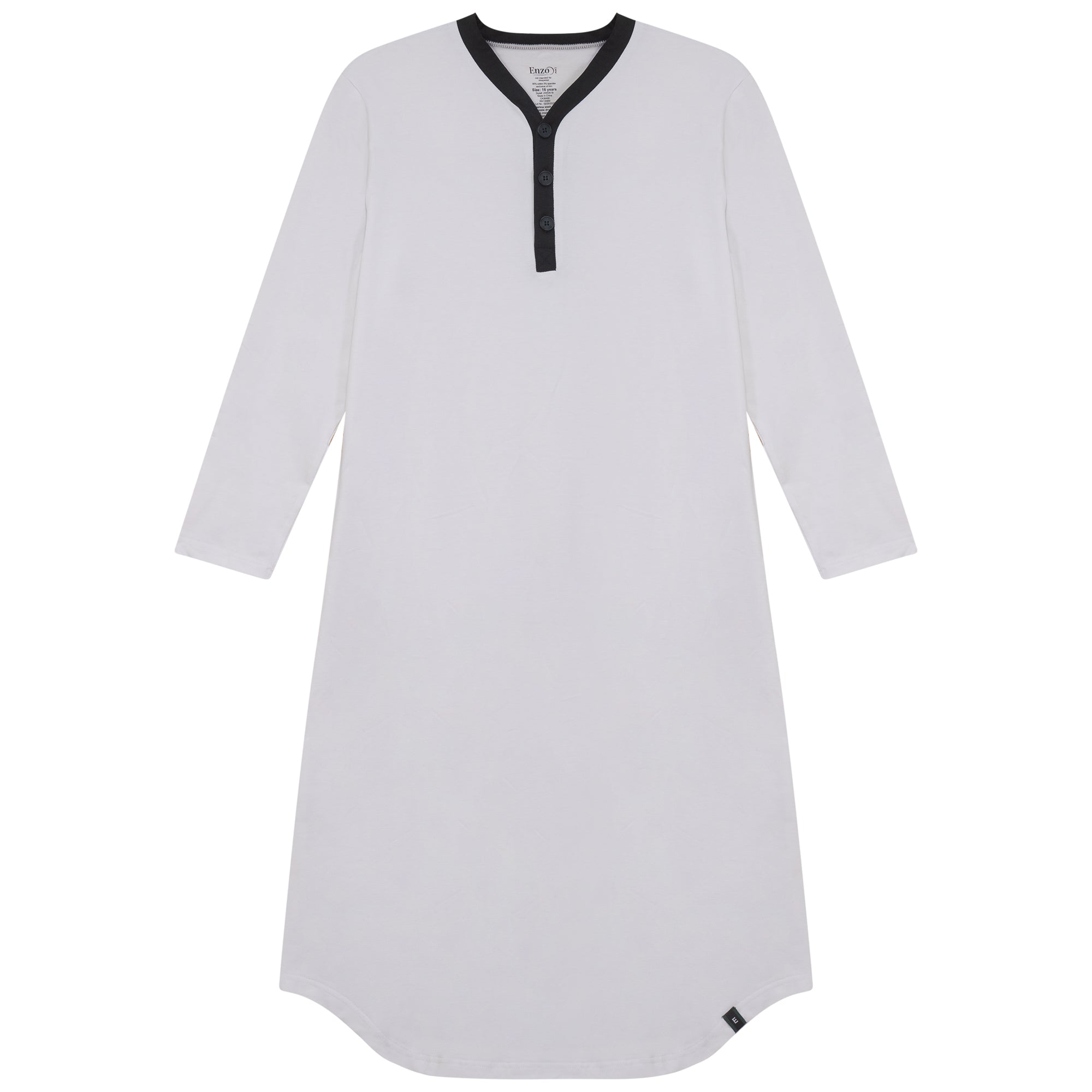 25W261M - Contrast Placket Lounge Shirt Dress