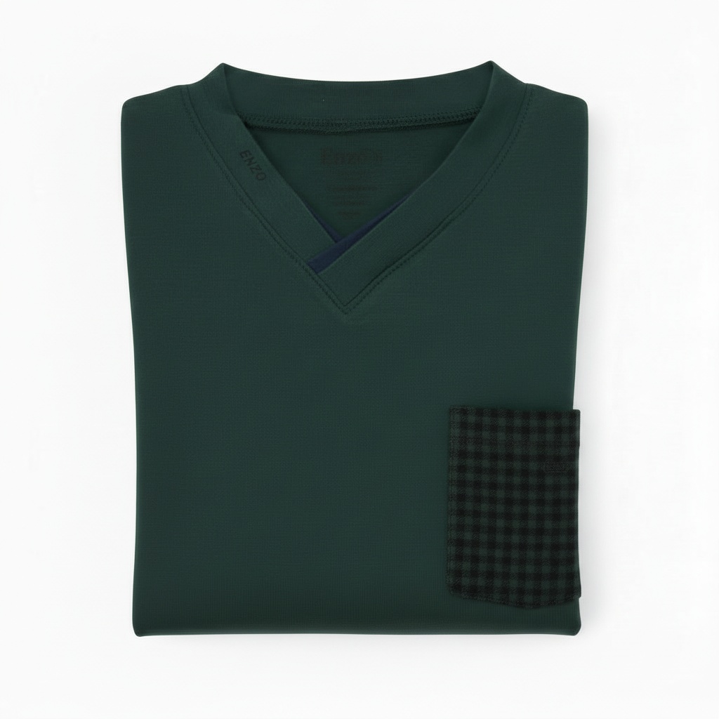 Folded dark green Enzo nightshirt - fixed label text
