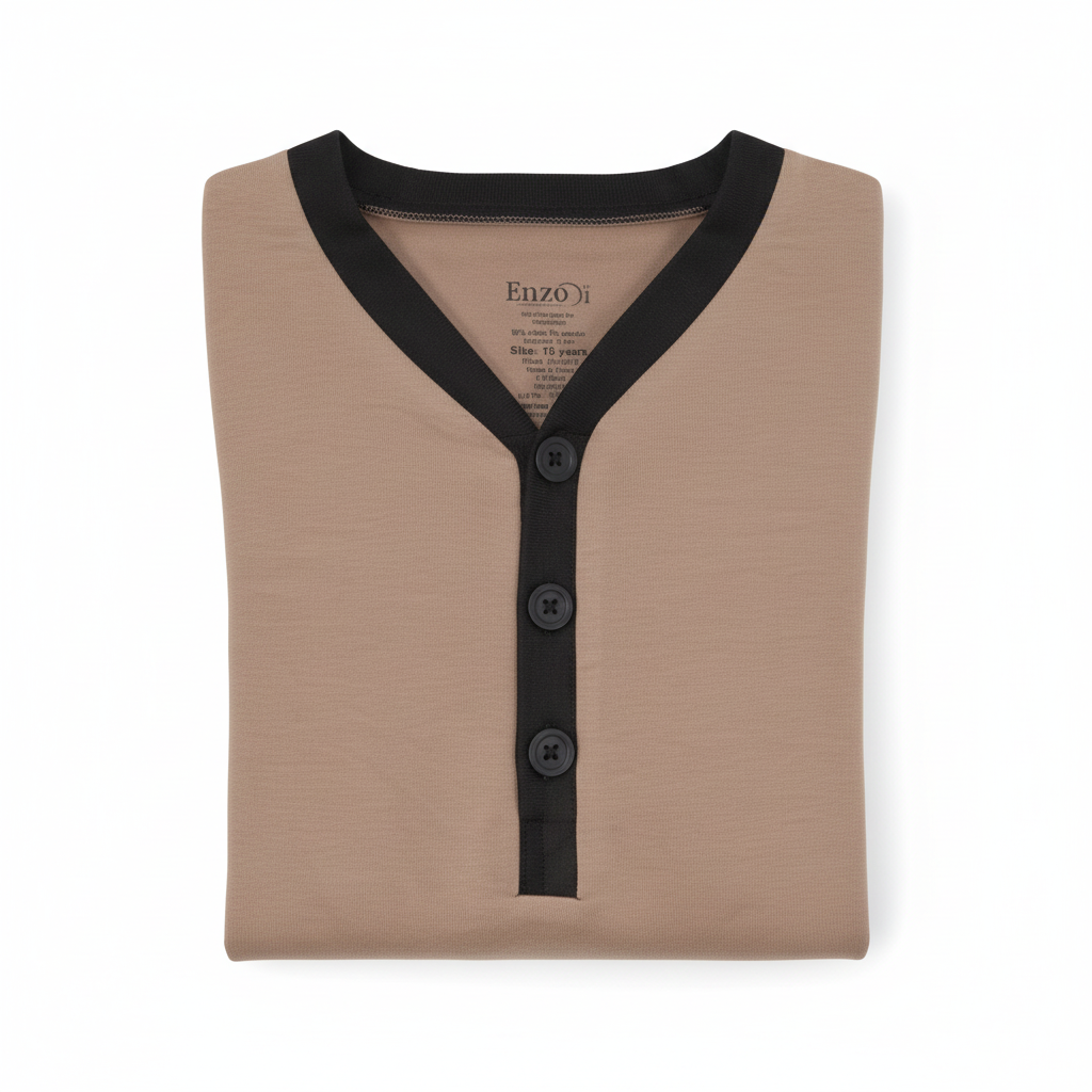 Folded Enzo nightshirt with henley neckline